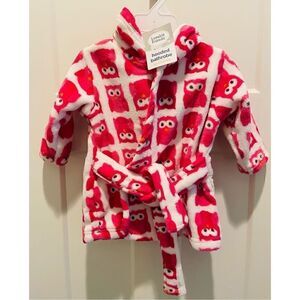 Luvable Friends Kids Hooded Bathrobe Pink Owls Small 0-9 months New with Tags